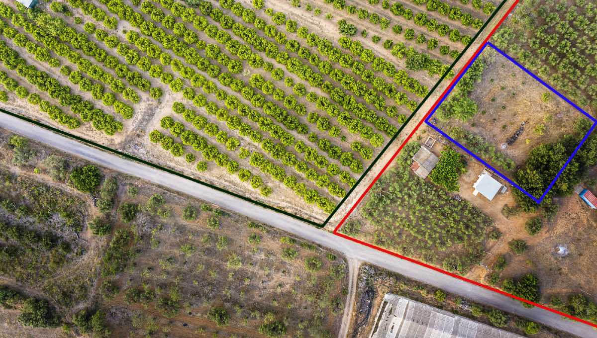 Aerial view of parcels and roads used to investigate a remaining tract of land.